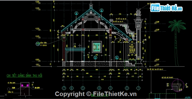 Nhà thờ họ 3 gian,Nhà thờ họ 3 gian 7.7x8.15m,Nhà thờ họ,Bản vẽ nhà thờ,Nhà thờ 3 gian,Cad nhà thờ